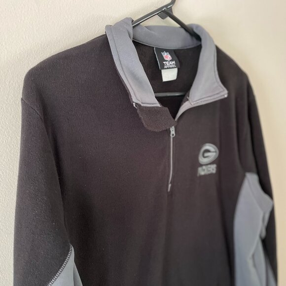 NFL Team Apparel Green Bay Packers Men’s Sz Med 1/4 Zip Black Gray L/S Pullover - Picture 5 of 10